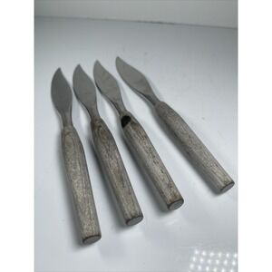 4 Vintage MODE‎ DANISH Steak Knives MCM Gray Wood Farmhouse STAINLESS Shefield